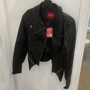 Guess Black Faux Leather Moto Jacket | NWT